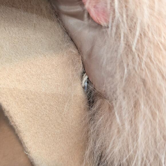 Pissenlit Camel Wool Cashmere Coat genuine Fox Fur Collar - Picture 7 of 9